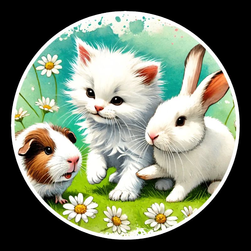 Guinea pigs, rabbits and kittens