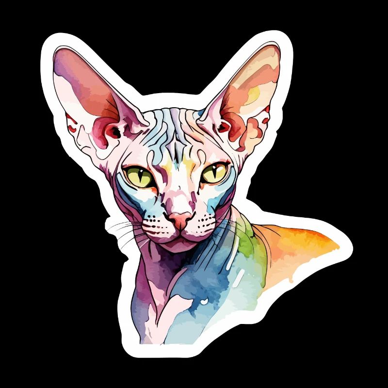 Sphynx Katze Wasserfarben
