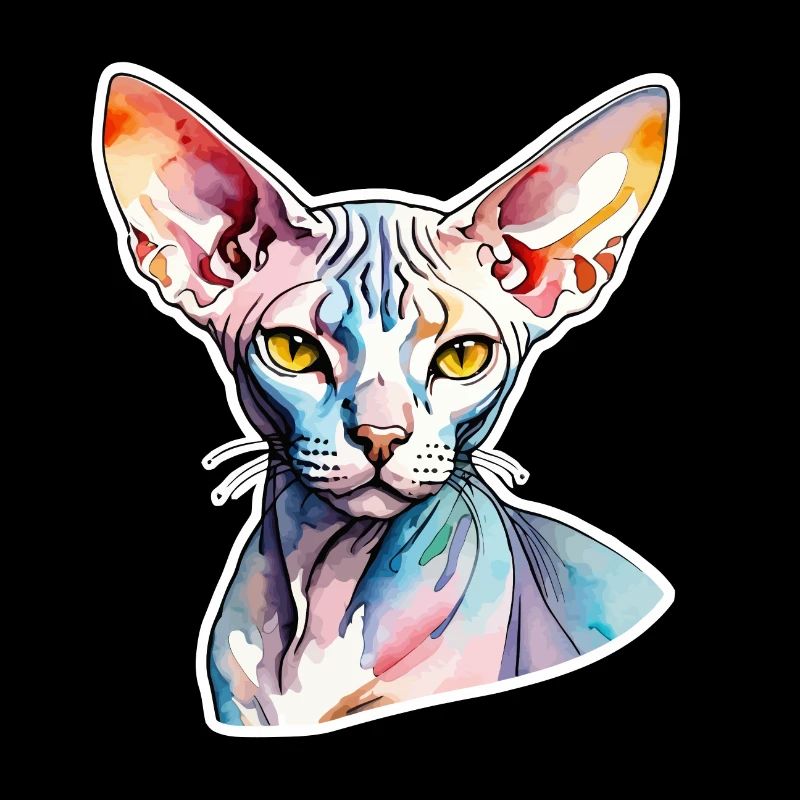 Sphynx Chat Aquarelles