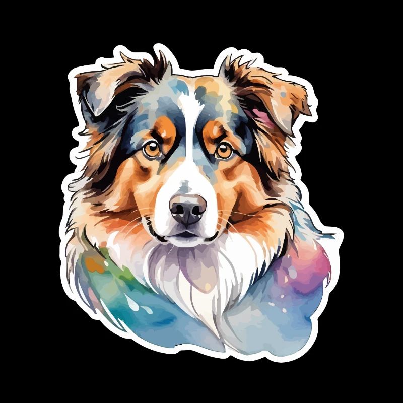 Australian Shepherd Wasserfarben