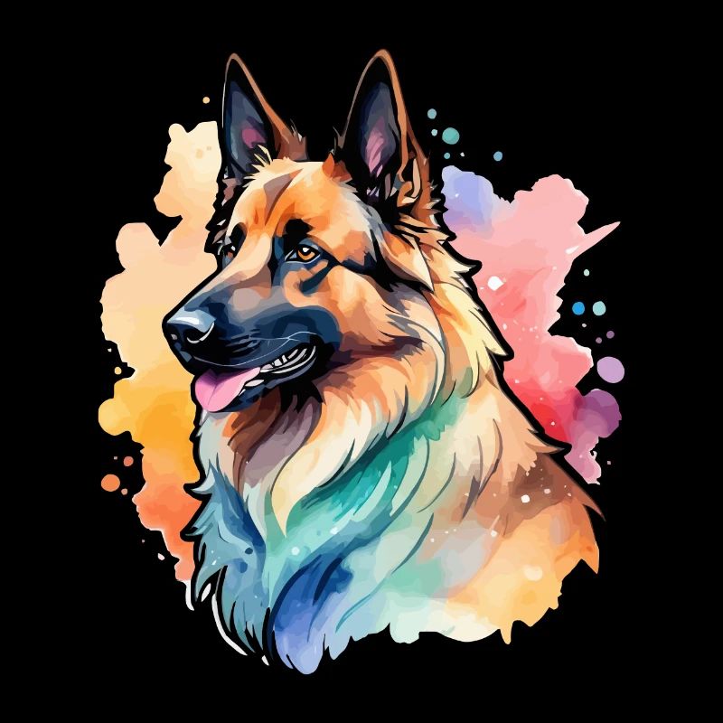 Belgischer Schäferhund Wasserfarben