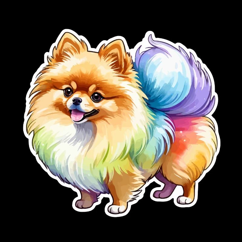 Pomeranian Zwergspitz Wasserfarben