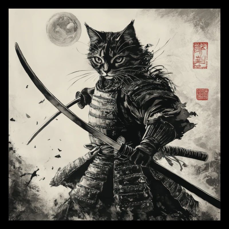 Katze Samurai Japan Ukiyo-E