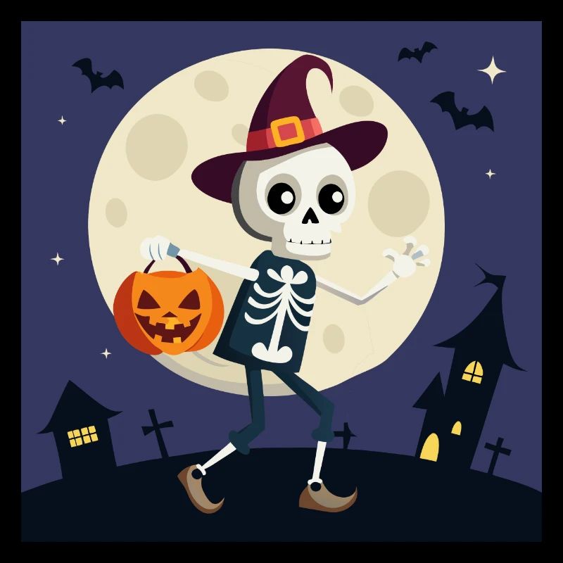 Cute skeleton in the moonlight