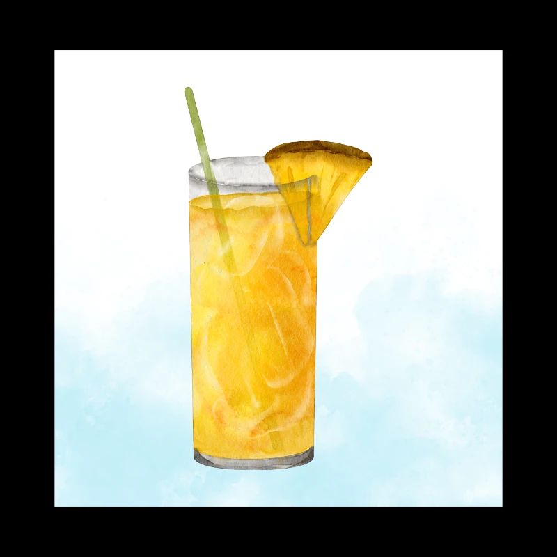 Tropical Pineapple Drink - Watercolour Summer Art