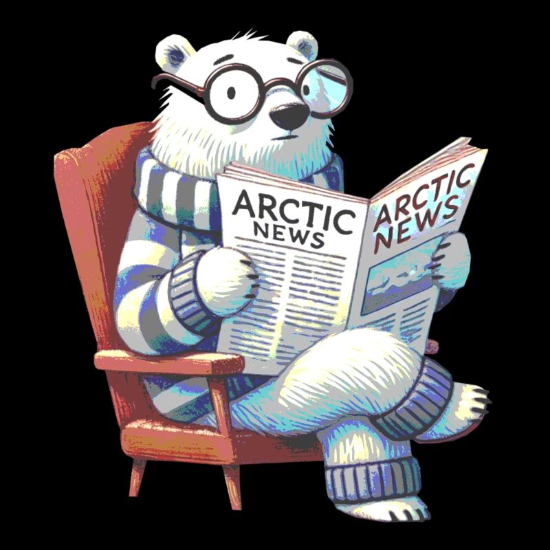 Eisbär liest Zeitung