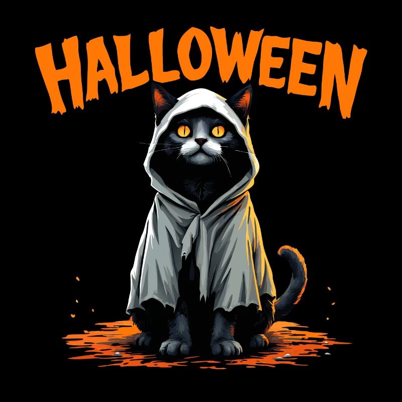 Effrayant Mignon Chat Noir Halloween