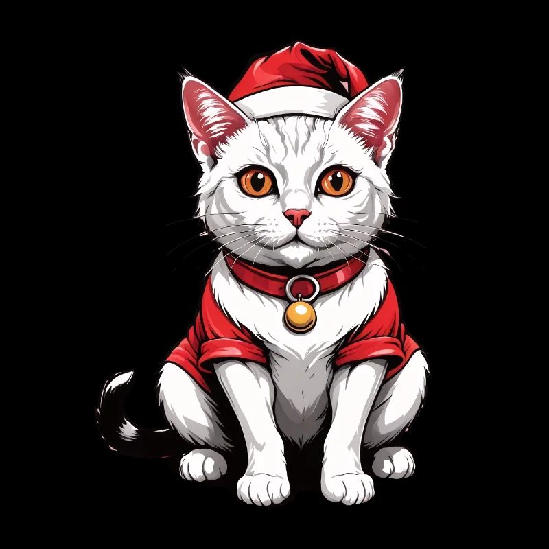 Weihnachtskatze Weihnachtsmann Katze Cat Geschenk