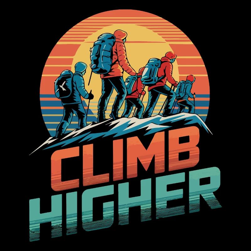 Erklimmen Sie höhere Retro-Wanderer