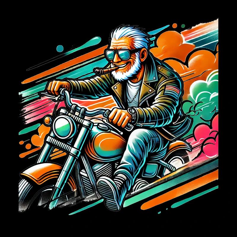 Papy cool sur une moto