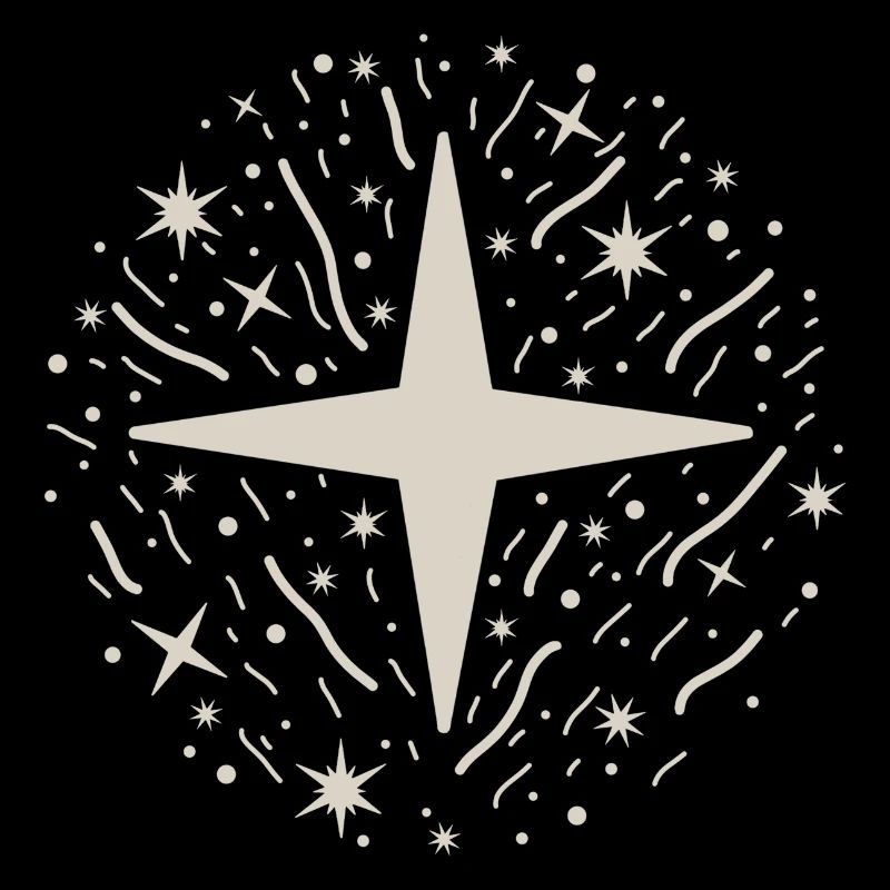 Neujahrsdesign: Silberne Sterne und Konfetti
