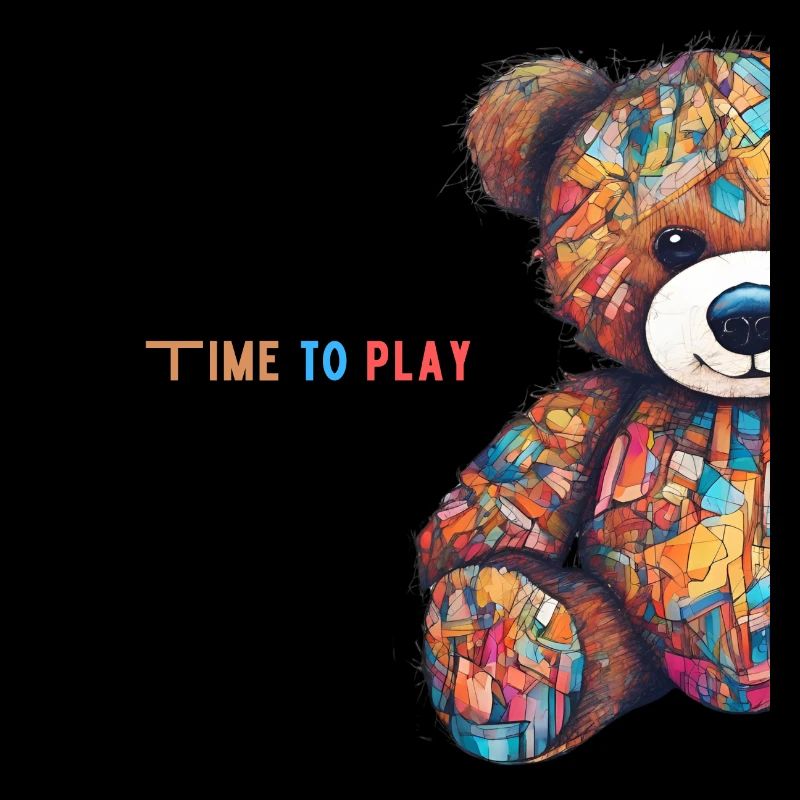 Time to play süßer bunter Teddy im Mandalastyle