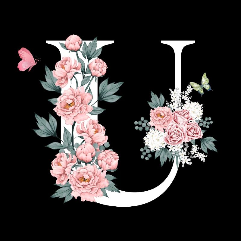 Buchstabe u rosa Blumen