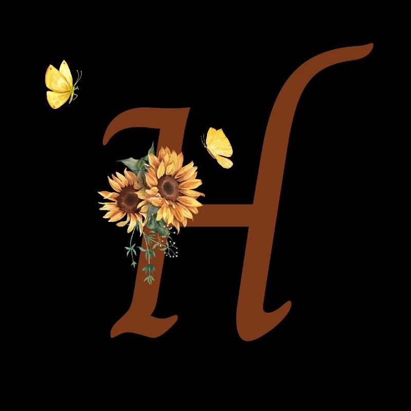 Lettre h tournesol papillon