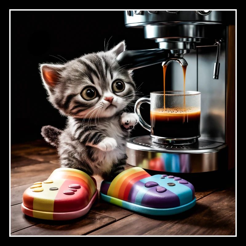 Cat takes a coffee break