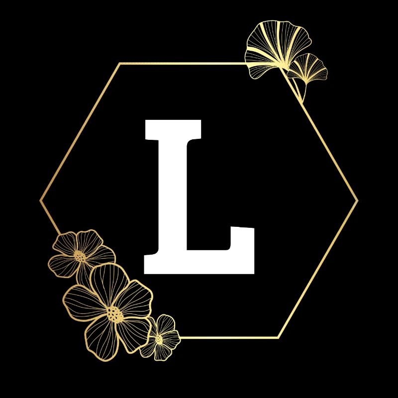 Lettre l cadre Floral doré