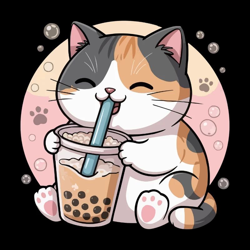 Katze trinkt Bubble Tea