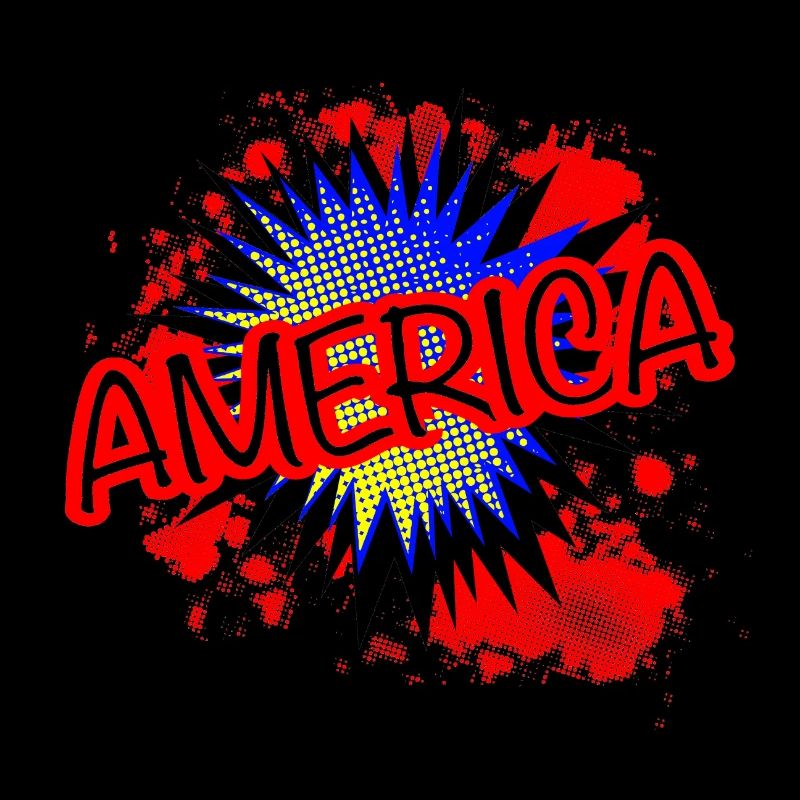 America Red White And Blue Cartoon Exclamation