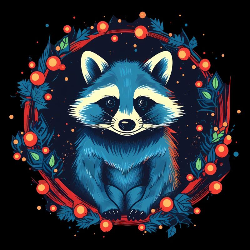 Racoon avec des ratons laveurs Xmas Elements