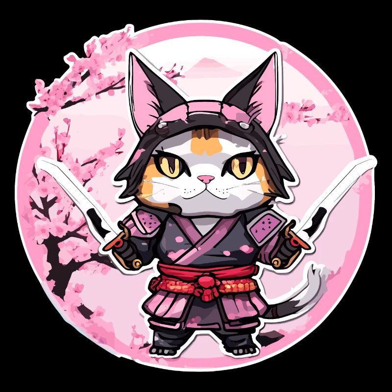 Samurai Katze & Kirschblüten #1