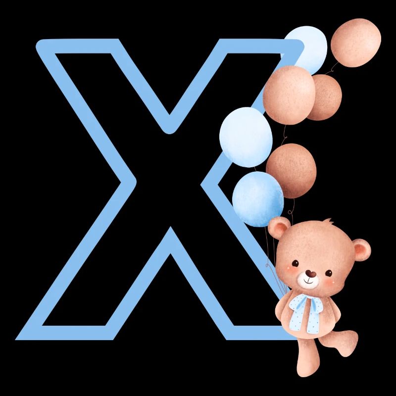 Blauer Buchstabe x Bär