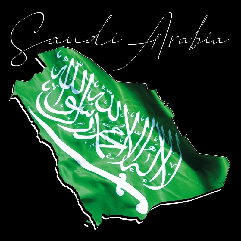 Saudi Arabia Flag in Saudi Arabia Map EN