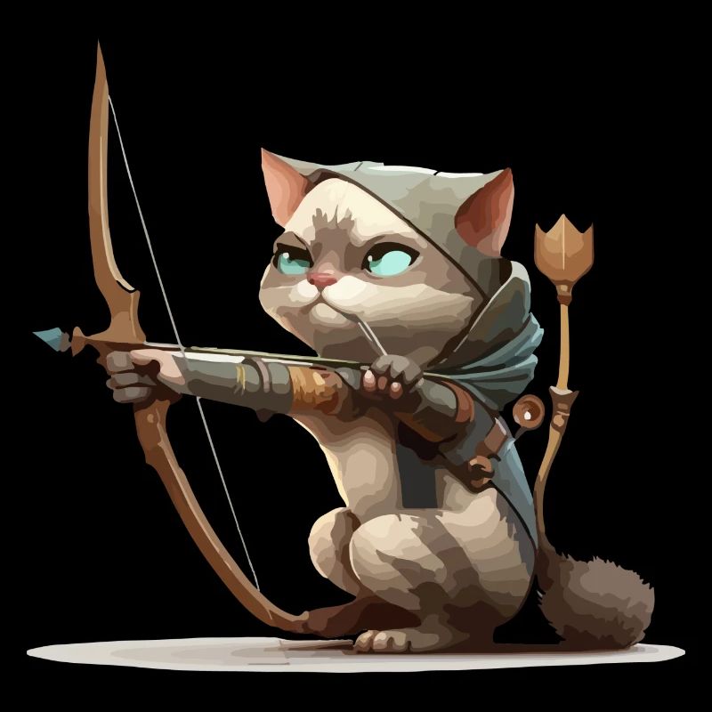 Miko die Katze im Bogenschießen