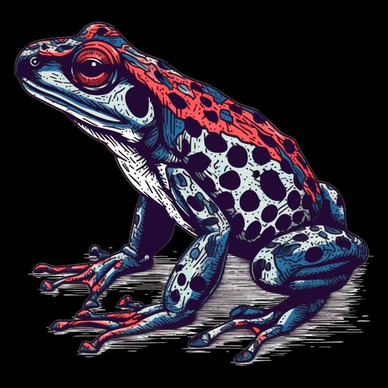 Pfeilgiftfrosch Amphibie in toller retro Optik