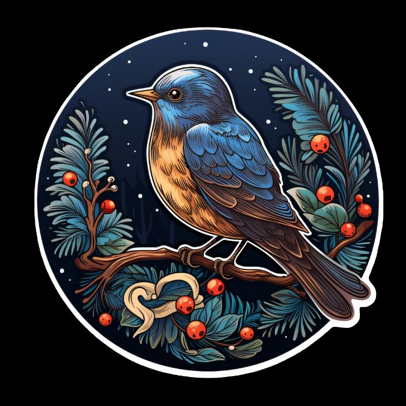 Winter night with bird
