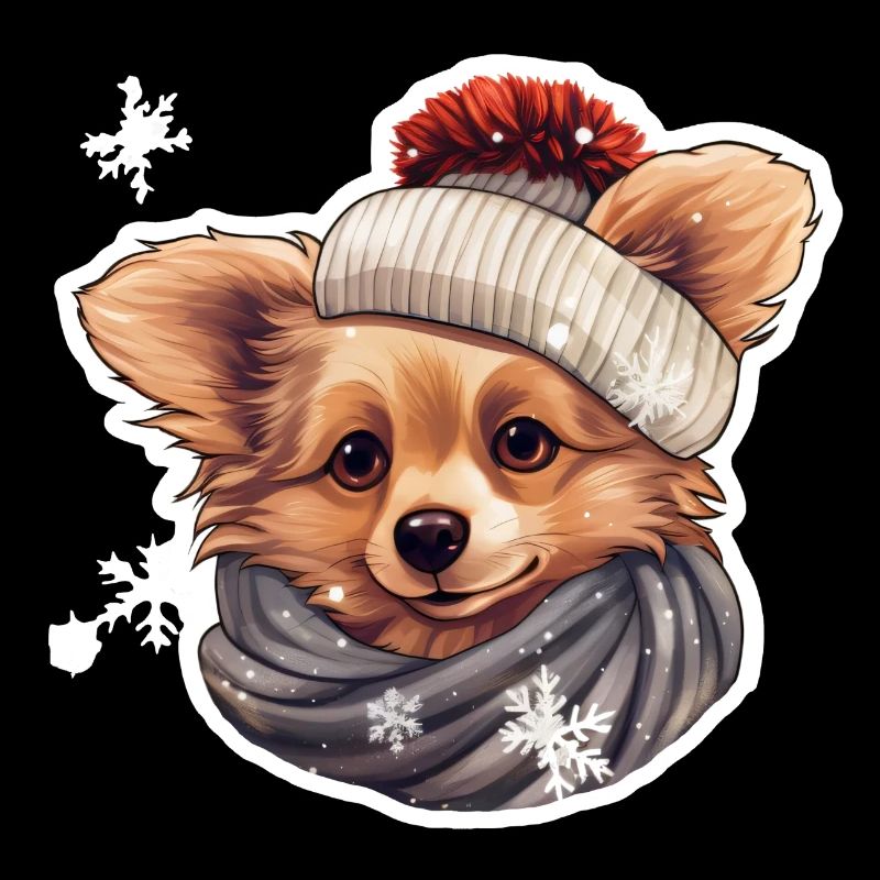 Winter cute dog in the snow