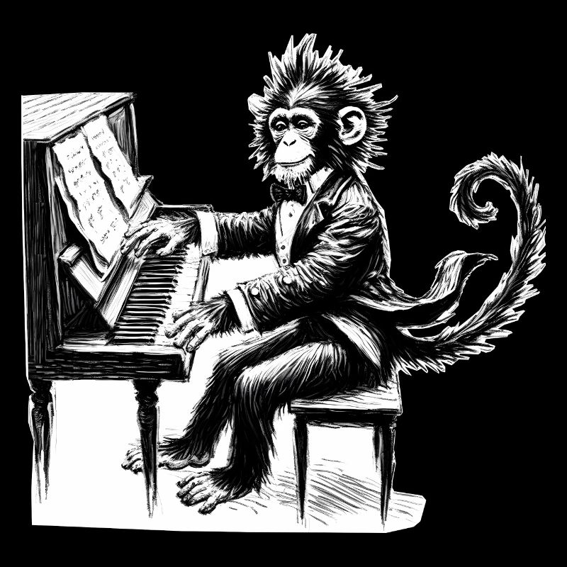 Pianospielender Affe
