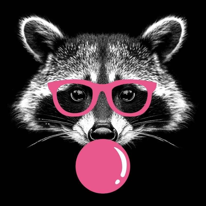 Raccoon Blows Bubblegum - Raton laveur Bubblegum mignon