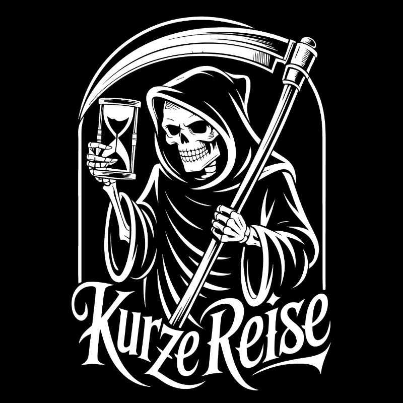 Sensenmann mit Sanduhr – No Doubts Spruch Gothic