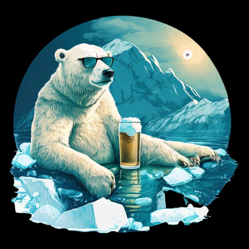 Eisbär chillt mit Bier