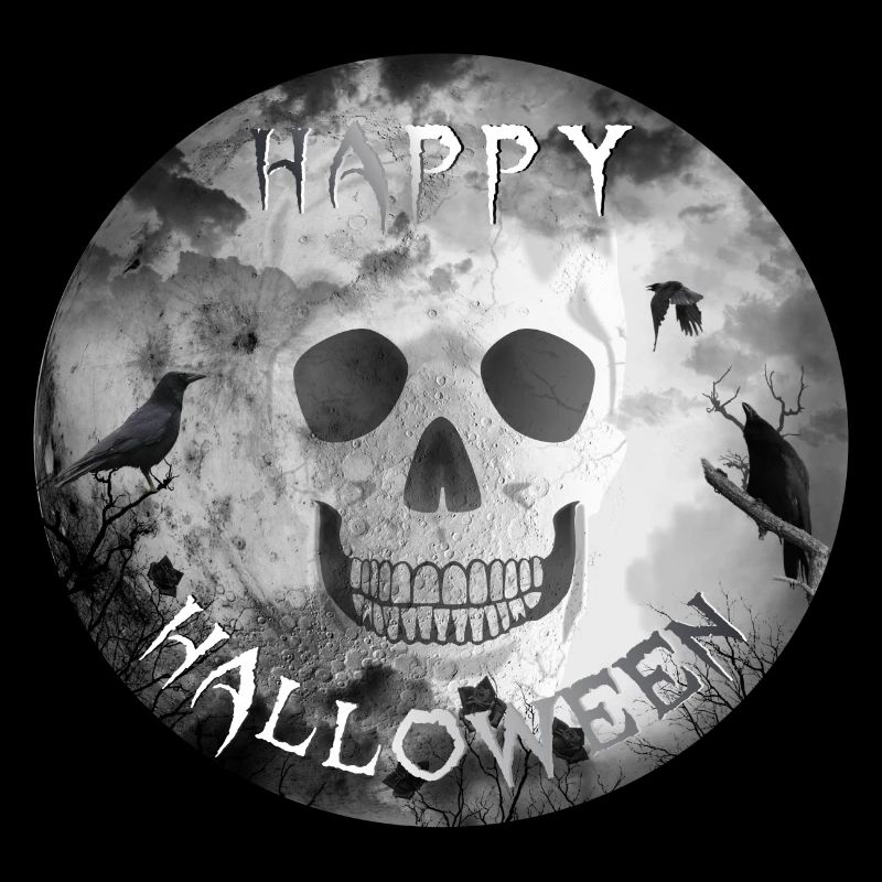 halloween skull crows