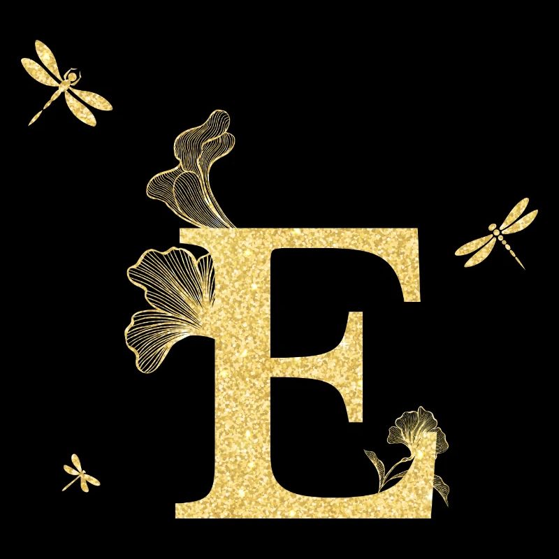 Lettre e paillettes doré libellule - idée cadeau