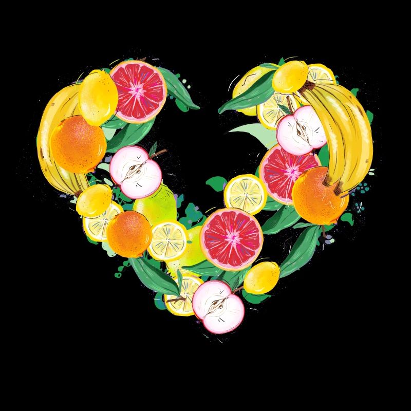Fruit Heart,Fruits,Heart,Illustration,Lemons