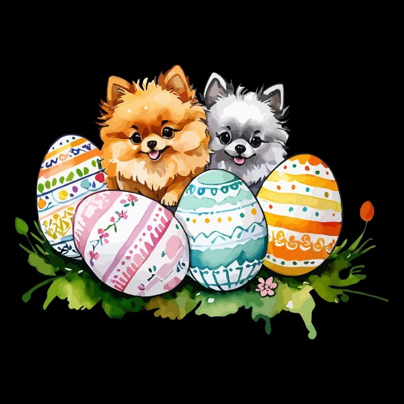 Zwergspitz Pomeranian Ostern Wasserfarben