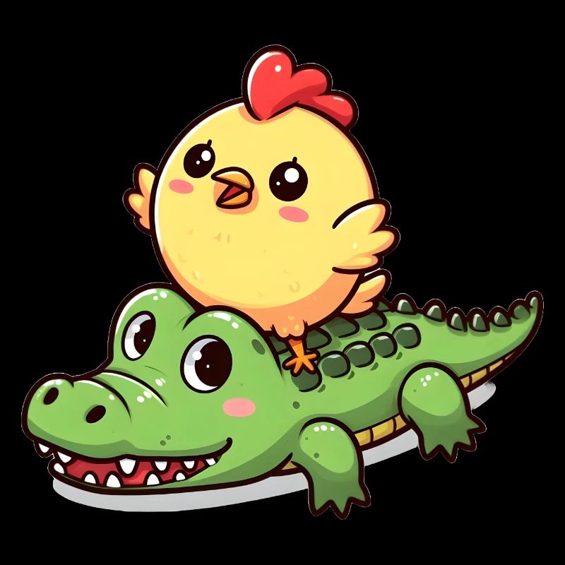 Poulet mignon sur crocodile