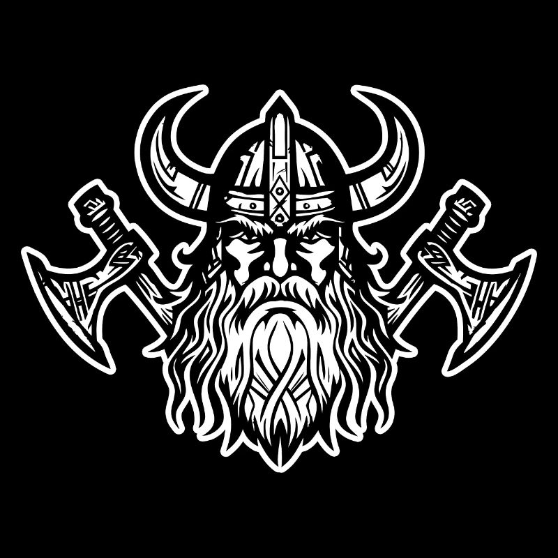 Wikinger mit Axt und Helm