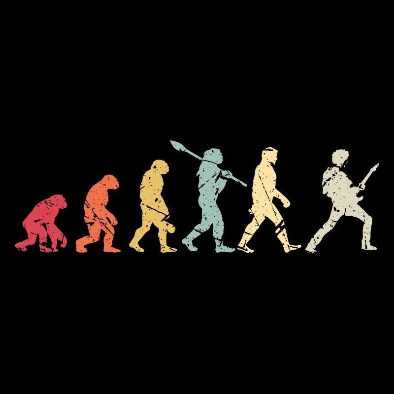 Human Evolution Guitar Band Retro Vintage