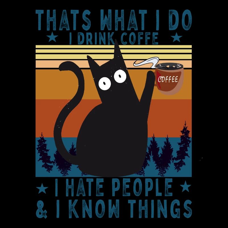 I hate people I know things I drink coffe cat