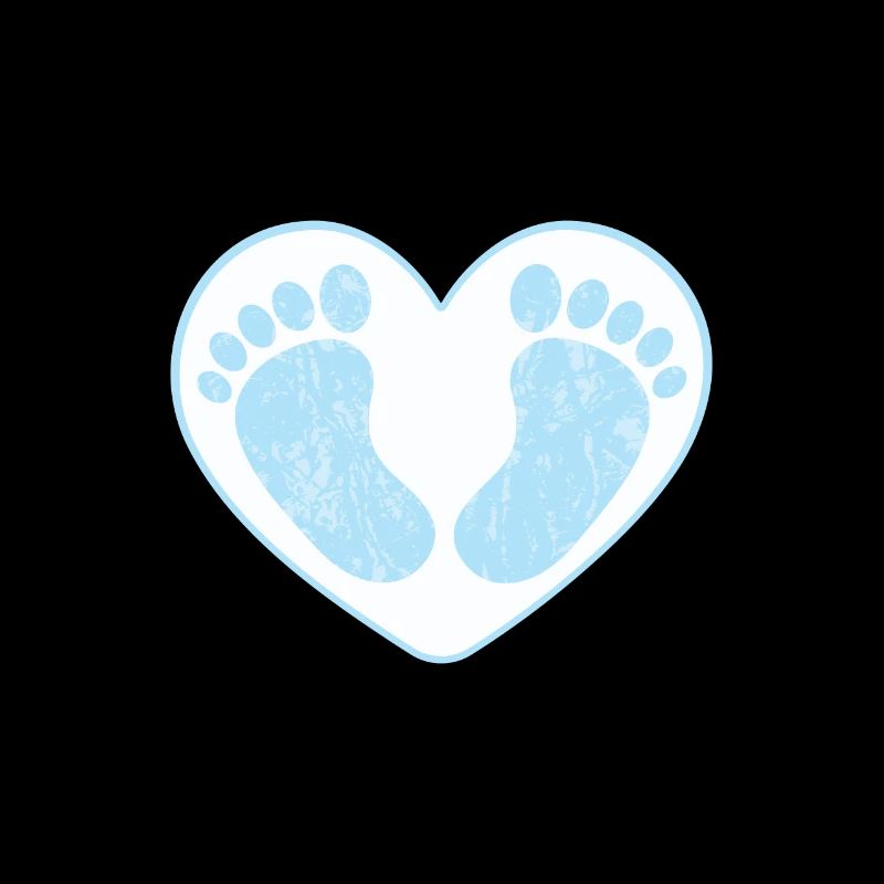 Pieds de bébé mignon garçon en forme de coeur bleu