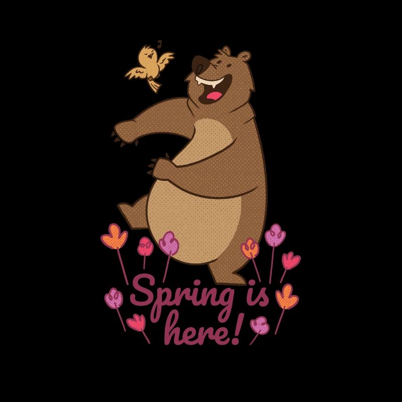 Süßer Bär auf einer Blumenwiese Frühling ist da