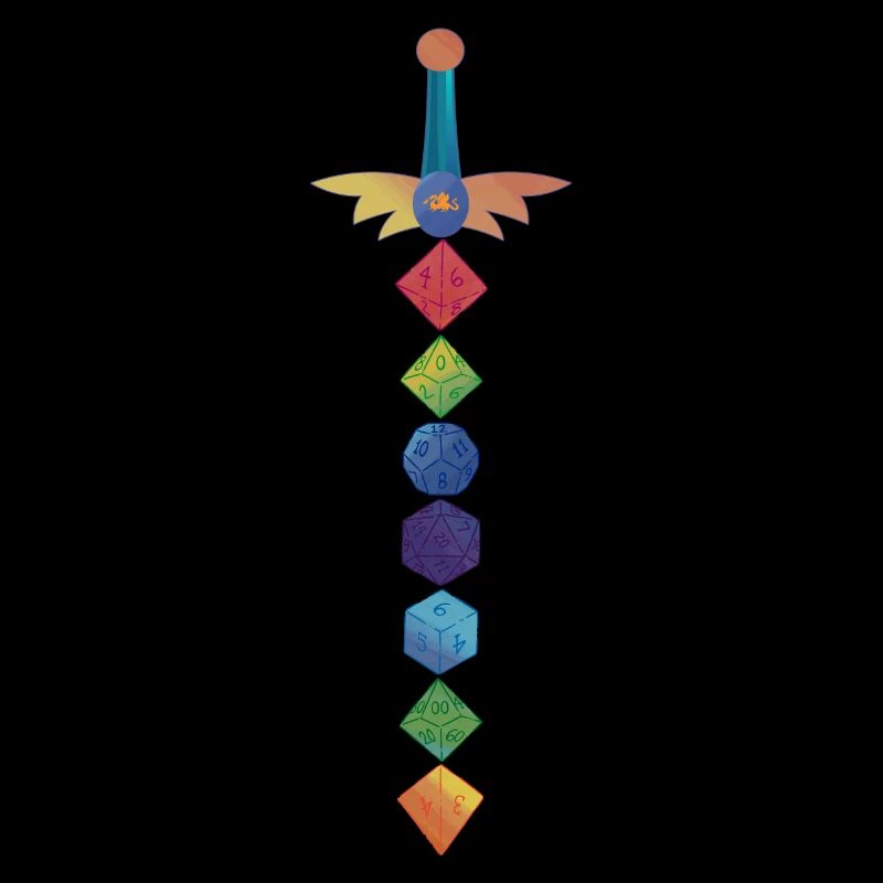 Polyhedral Dice Sword Fantasy Role-Playing Game