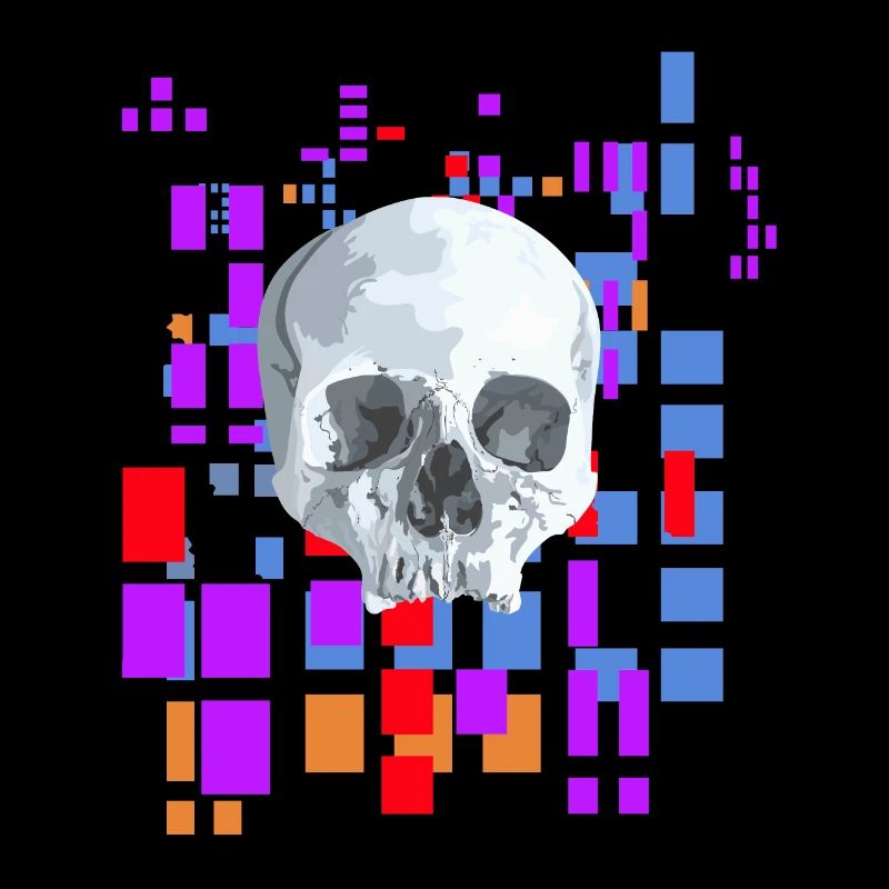 Pixel image with skull