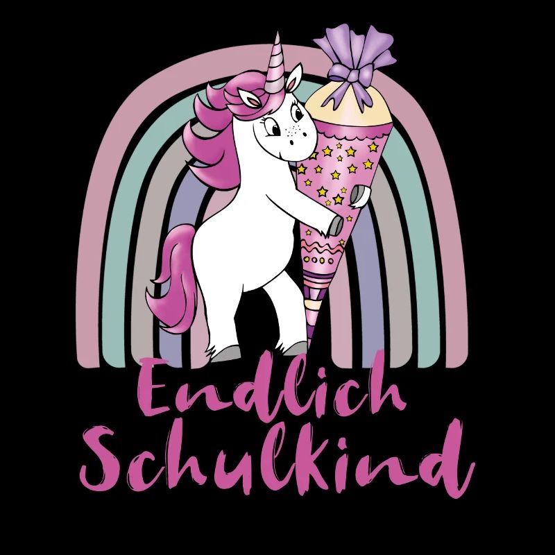 Endlich Schulkind Einhorn mit Regenbogen