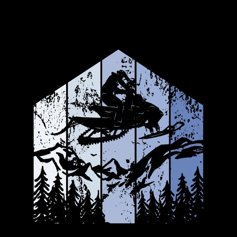 Snowmobiler Winter Mountains Vintage Snowmobiling
