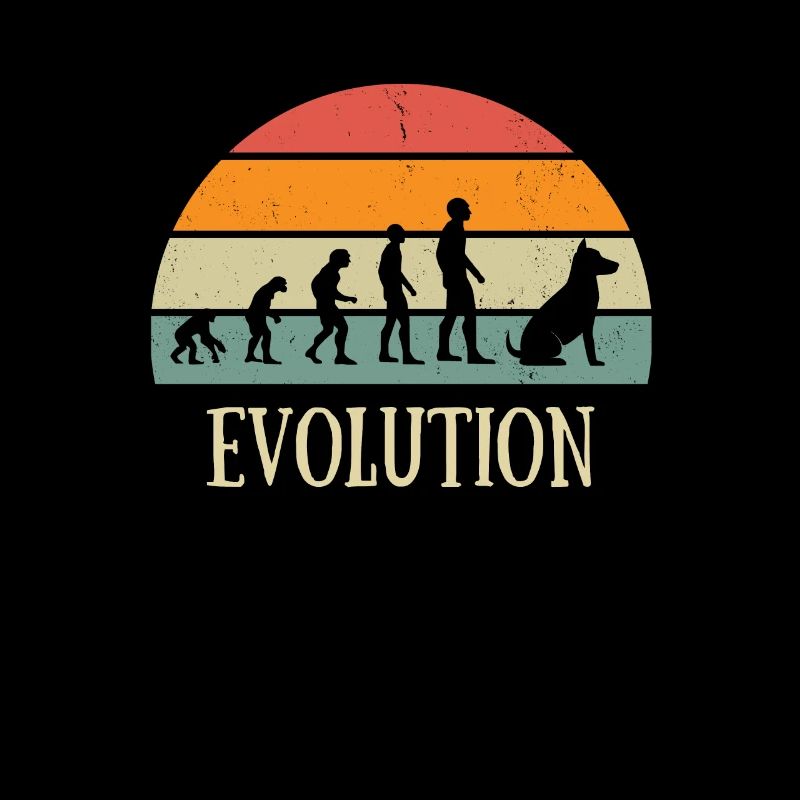 evolution dog man vintage humor geschenkidee