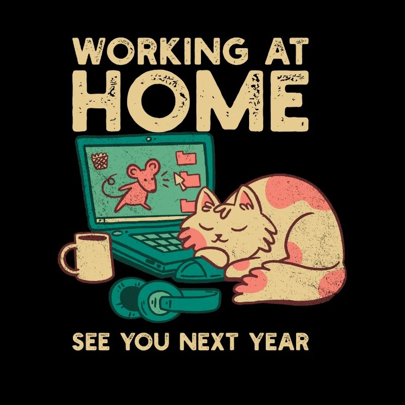 Drôle de chat de bureau à domicile disant à l’année prochaine